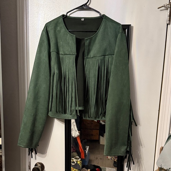 Jackets & Blazers - Green Fringe Women's Jacket